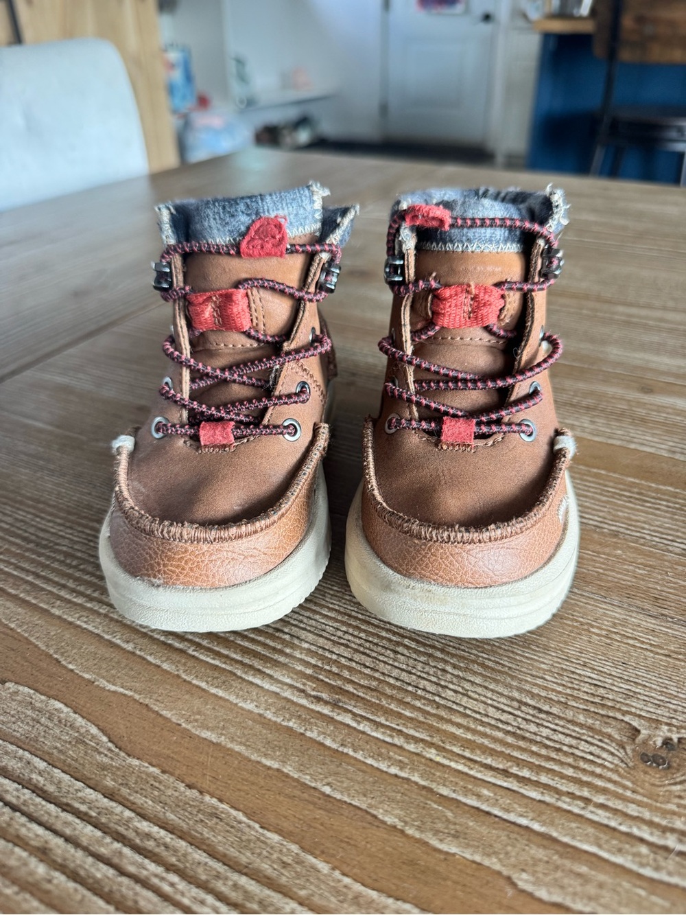 Hey Dude Kids Brown Boots with Red Accents